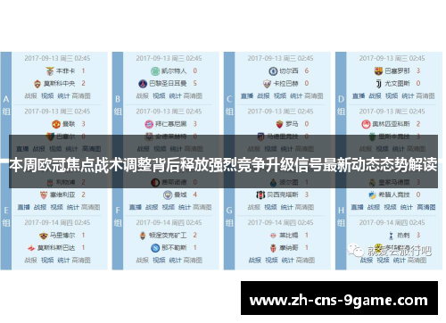 本周欧冠焦点战术调整背后释放强烈竞争升级信号最新动态态势解读